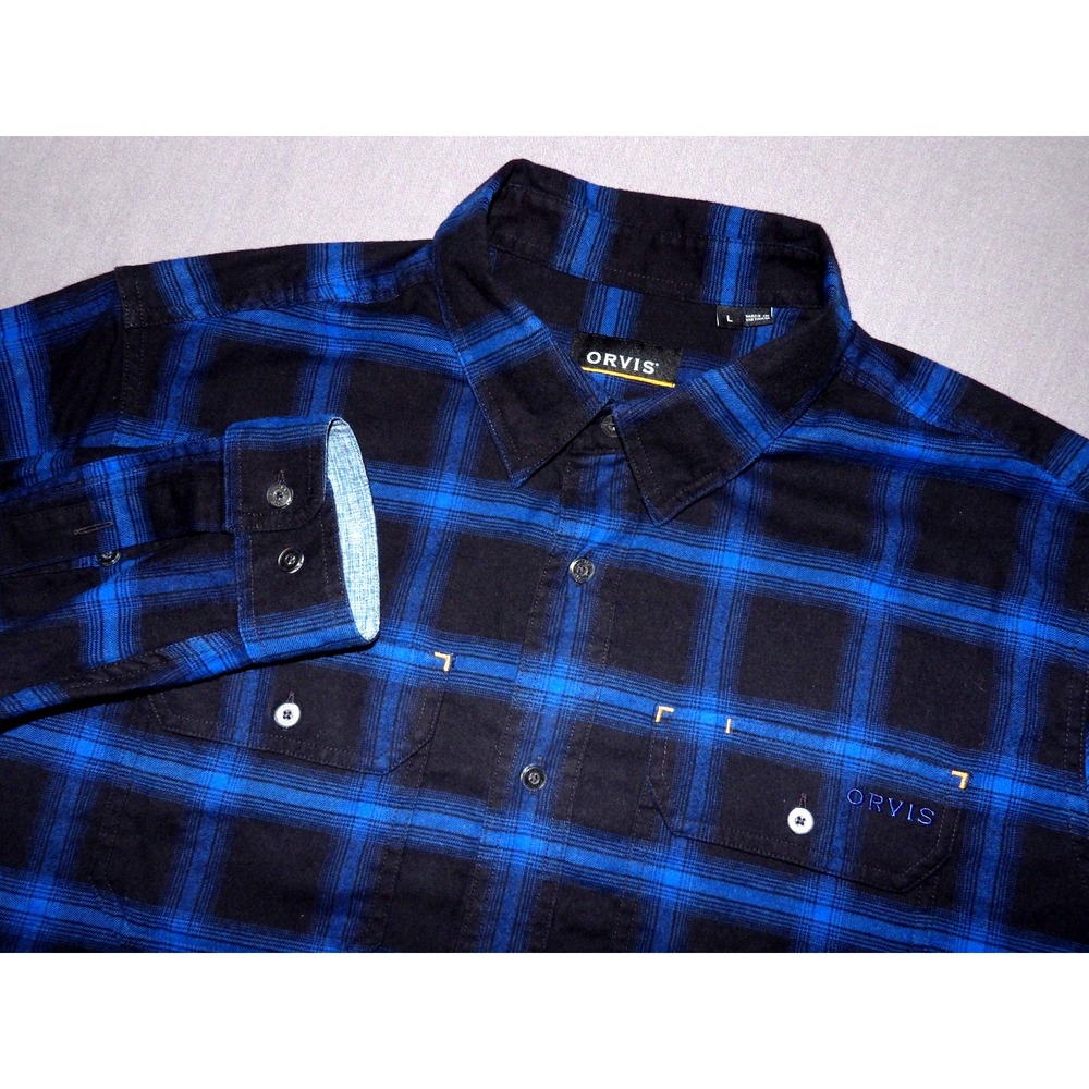 ORVIS Active Fit Long Sleeved Plaid Flannel Button Up Shirt Men's Large